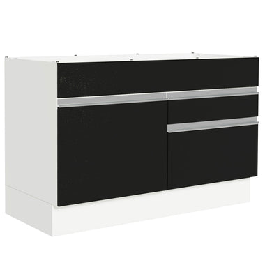 Gabinete Bajo 120 cm 1 Puerta 2 Cajones Sin Encimera Blanco/Negro Glamy Madesa