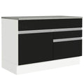 Gabinete Bajo 120 cm 1 Puerta 2 Cajones Blanco/Negro Glamy Madesa