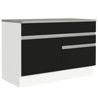 Gabinete Bajo 120 cm 1 Puerta 2 Cajones Blanco/Negro Glamy Madesa