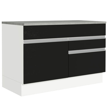 Gabinete Bajo 120 cm 1 Puerta 2 Cajones Blanco/Negro Glamy Madesa