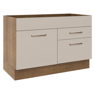 Gabinete Bajo 120 cm 1 Puerta 2 Cajones Sin Encimera Marrón/Crema Agata Madesa