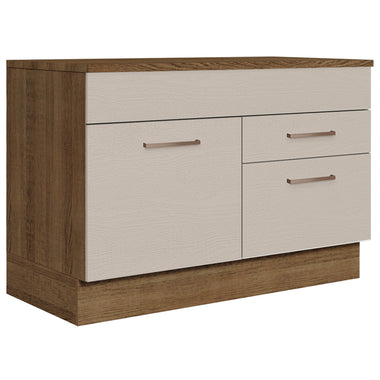 Gabinete Bajo 120 x 60 cm 1 Puerta 2 Cajones Marrón/Crema Agata Madesa