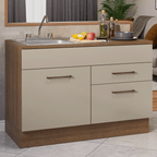 Gabinete Bajo para Fregadero con Accesorios de Cocina 120 cm 1 Puerta 2 Cajones Marrón/Crema Agata Madesa