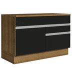Gabinete Bajo 120 cm 1 Puerta 2 Cajones Marrón/Negro Glamy Madesa