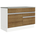 Gabinete Bajo 120 cm 1 Puerta 2 Cajones Blanco/Marrón Glamy Madesa