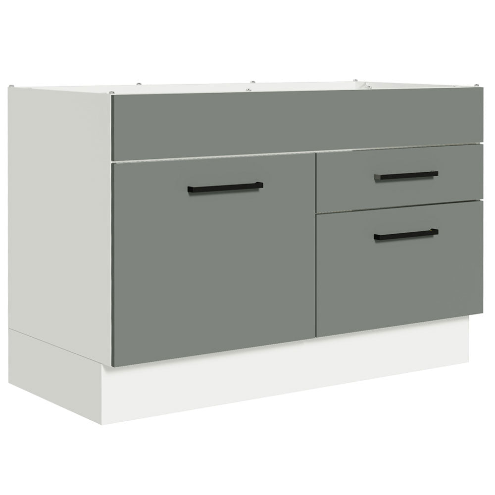 Gabinete Bajo 120 cm 1 Puerta 2 Cajones Sin Encimera Blanco/Gris Agata Madesa
