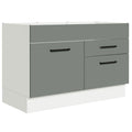 Gabinete Bajo 120 cm 1 Puerta 2 Cajones Sin Encimera Blanco/Gris Agata Madesa