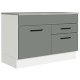 Gabinete Bajo para Tarja 120 x 60 cm 1 Puerta 2 Cajones (Con Encimera) Agata Blanco/Gris