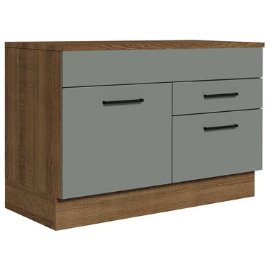Gabinete Bajo 120 cm 1 Puerta 2 Cajones Marrón/Gris Agata Madesa