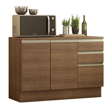 Gabinete Bajo 120 cm 2 Puertas 3 Cajones Marrón Glamy Madesa