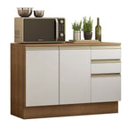 Gabinete Bajo 120 cm 2 Puertas 3 Cajones Marrón/Blanco Glamy Madesa