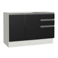 Gabinete Bajo 120 cm 2 Puertas 3 Cajones Sin Encimera Blanco/Negro Glamy Madesa