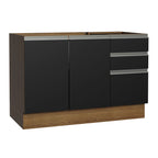 Gabinete Bajo 120 cm 2 Puertas 3 Cajones Sin Encimera Marrón/Negro Glamy Madesa