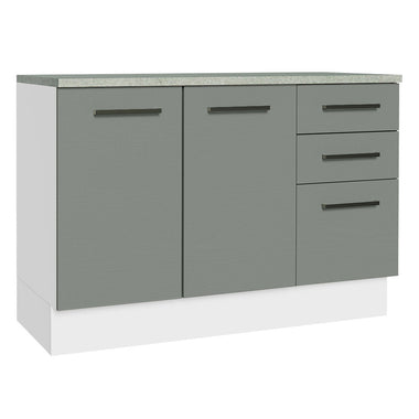 Gabinete Bajo 120 cm 2 Puertas 3 Cajones Blanco/Gris Agata Madesa