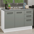 Gabinete Bajo para Fregadero con Accesorios de Cocina 120 cm 2 Puertas 3 Cajones Blanco/Gris Agata Madesa
