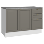 Gabinete Bajo 120 cm 2 Puertas 3 Cajones Blanco/Gris Vik Madesa