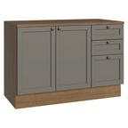 Gabinete Bajo 120 cm 2 Puertas 3 Cajones Marrón/Gris Vik Madesa