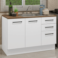 Gabinete Bajo 120 cm 2 Puertas 3 Cajones Blanco Agata Madesa
