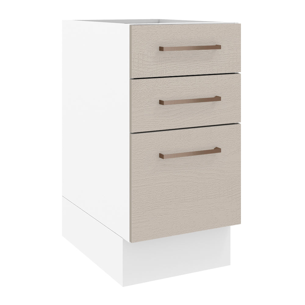Gabinete Bajo 40 cm 3 Cajones Sin Encimera Blanco/Crema Agata Madesa