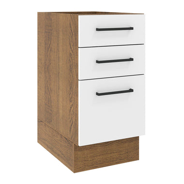 Gabinete Bajo 40 cm 3 Cajones Sin Encimera Marrón/Blanco Agata Madesa