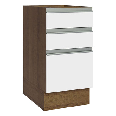 Gabinete Bajo 40 cm 3 Cajones Sin Encimera Marrón/Blanco Glamy Madesa