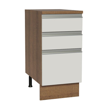 Gabinete Bajo 40 cm 3 Cajones Marrón/Blanco Glamy Madesa