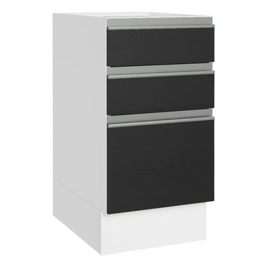 Gabinete Bajo 40 cm 3 Cajones Sin Encimera Blanco/Negro Glamy Madesa