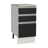 Gabinete Bajo 40 x 60 cm 3 Cajones (Con Encimera) Glamy Blanco/Negro