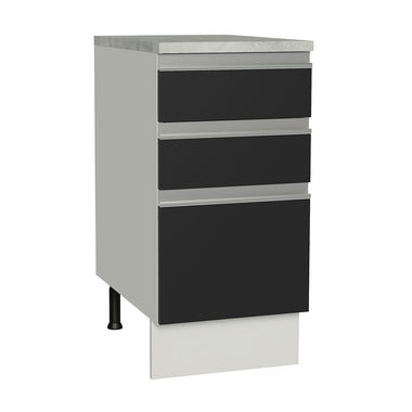 Gabinete Bajo 40 cm 3 Cajones Blanco/Negro Glamy Madesa