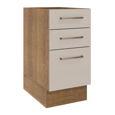 Gabinete Bajo 40 cm 3 Cajones Sin Encimera Marrón/Crema Agata Madesa