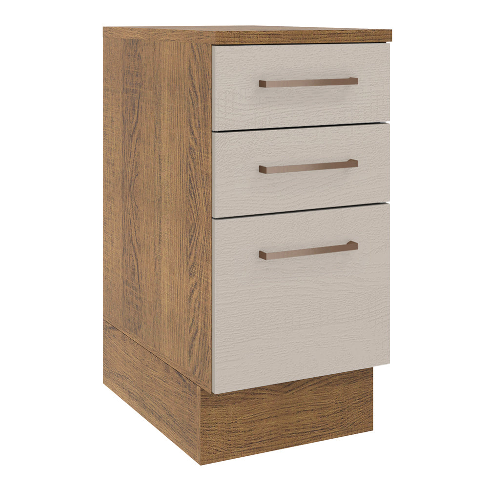 Gabinete Bajo 40 cm 3 Cajones Marrón/Crema Agata Madesa