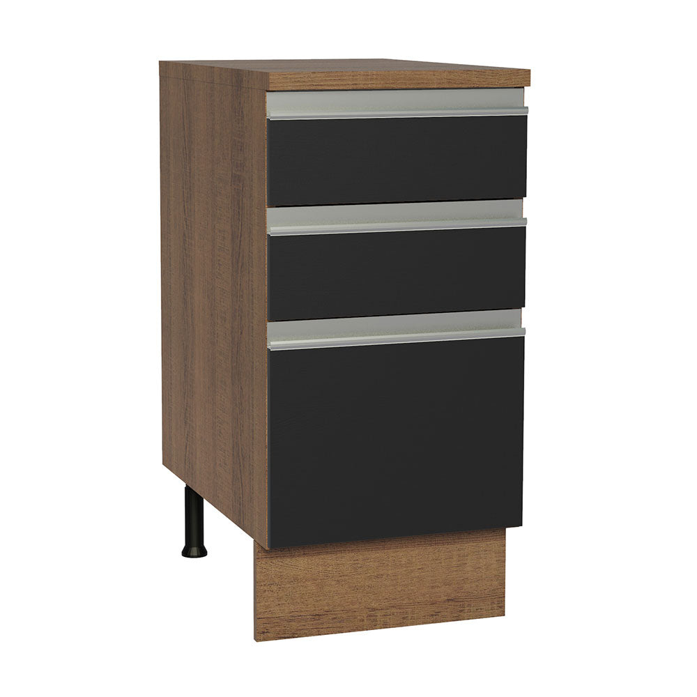 Gabinete Bajo 40 cm 3 Cajones Marrón/Negro Glamy Madesa
