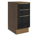Gabinete Bajo 40 cm 3 Cajones Marrón/Negro Lux Madesa