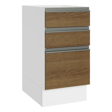 Gabinete Bajo 40 cm 3 Cajones Sin Encimera Blanco/Marrón Glamy Madesa