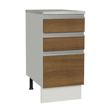Gabinete Bajo 40 cm 3 Cajones Blanco/Marrón Glamy Madesa