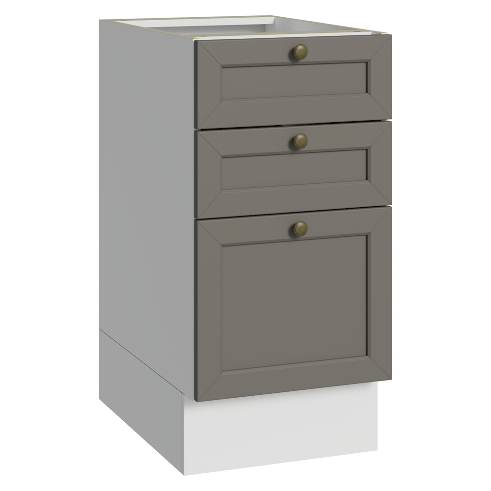 Gabinete Bajo de Cocina 40 x 60 cm 3 Cajones (Sin encimera) Blanco/Gris Vik Madesa