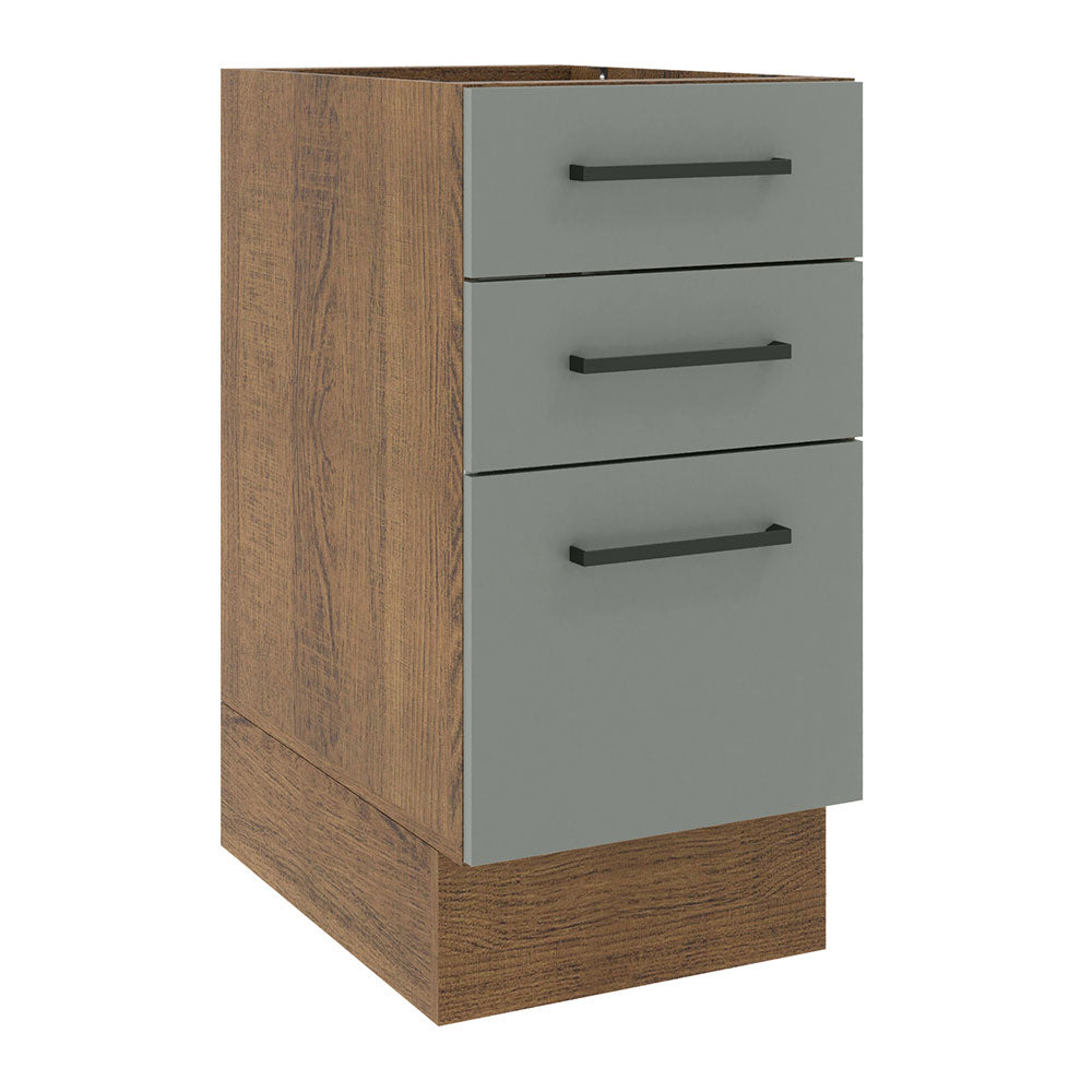 Gabinete Bajo 40 cm 3 Cajones Sin Encimera Marrón/Gris Agata Madesa