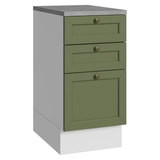 Gabinete Bajo de Cocina 40 x 60 cm 3 Cajones (Con Encimera) Blanco/Verde Vik Madesa