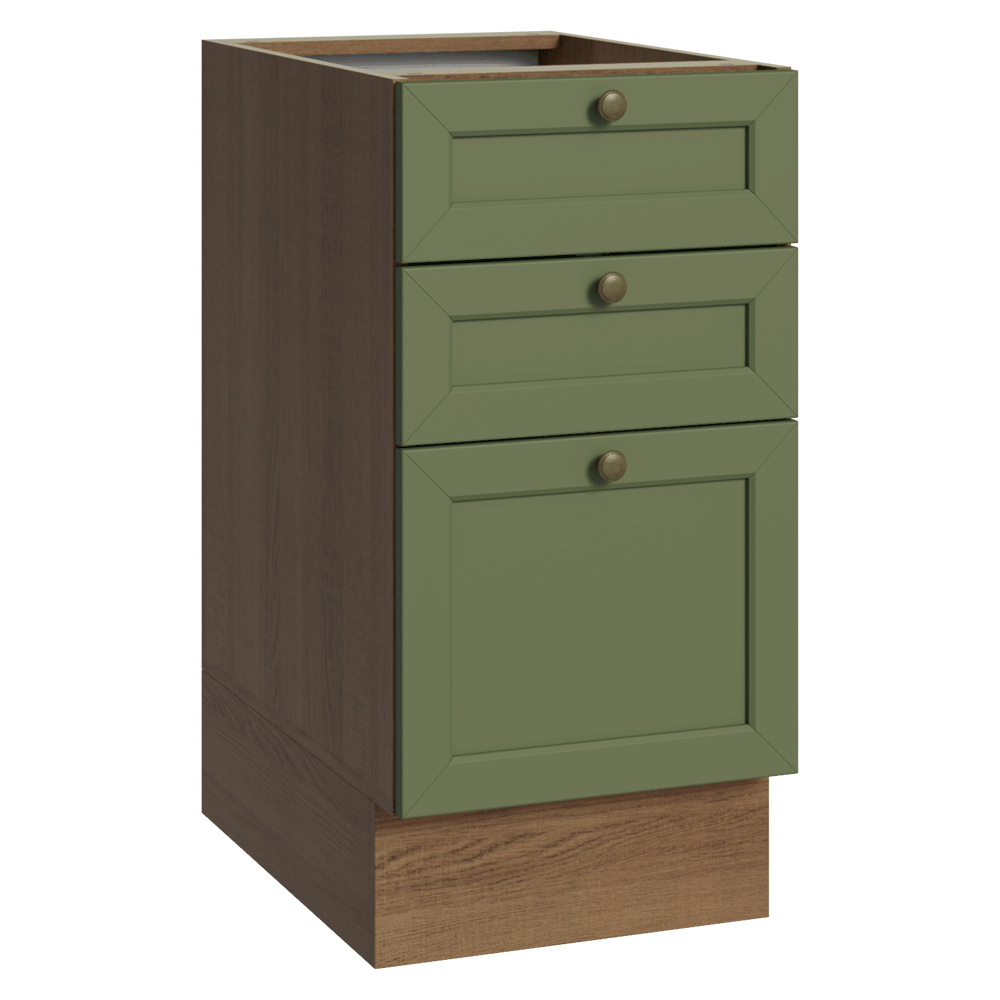 Gabinete Bajo de Cocina 40 x 60 cm 3 Cajones (Sin encimera) Blanco/Verde Vik Madesa