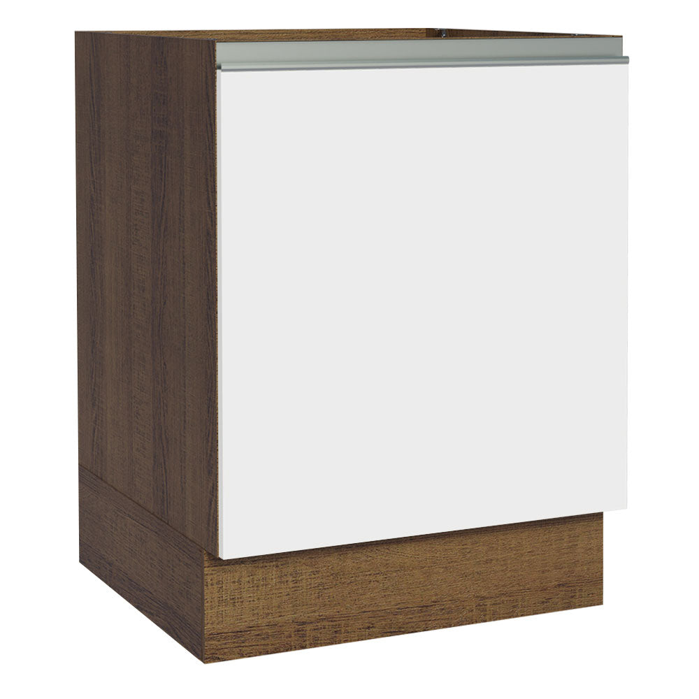 Gabinete Bajo 60 cm 1 Puerta Sin Encimera Marrón/Blanco Glamy Madesa