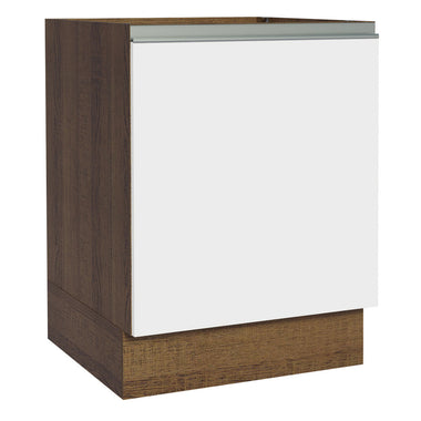Gabinete Bajo 60 cm 1 Puerta Sin Encimera Marrón/Blanco Glamy Madesa