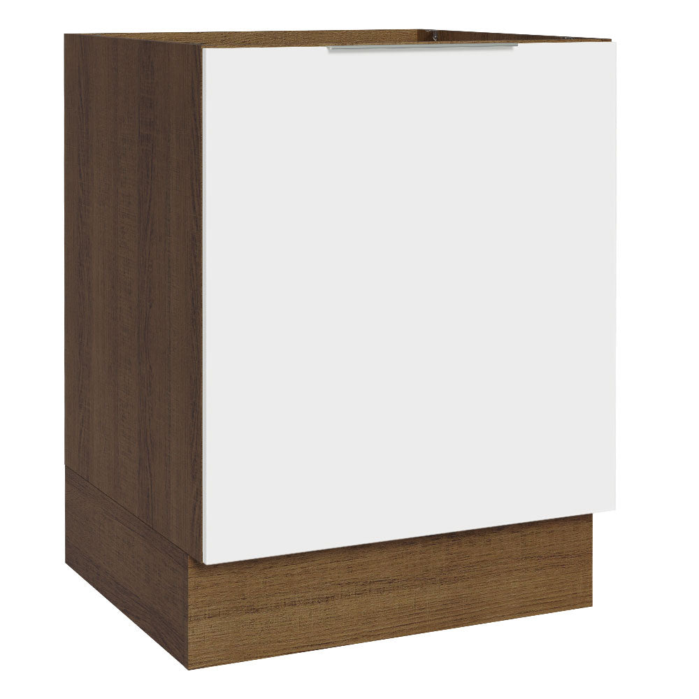Gabinete Bajo 60 cm 1 Puerta Sin Encimera Marrón/Blanco Stella Madesa