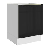 Gabinete Bajo 60 cm 1 Puerta (Sin Encimera) Lux Blanco/Negro