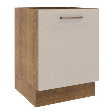 Gabinete Bajo 60 cm 1 Puerta Sin Encimera Marrón/Crema Agata Madesa