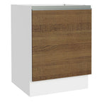 Gabinete Bajo 60 cm 1 Puerta Sin Encimera Blanco/Marrón Glamy Madesa