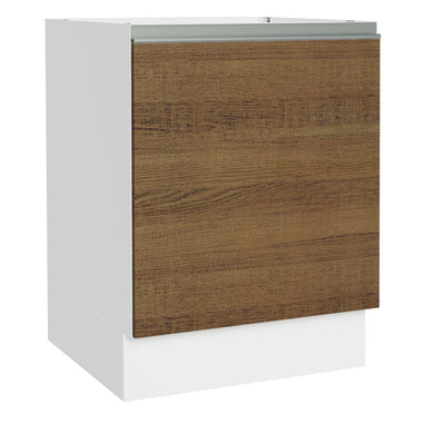 Gabinete Bajo 60 cm 1 Puerta Sin Encimera Blanco/Marrón Glamy Madesa