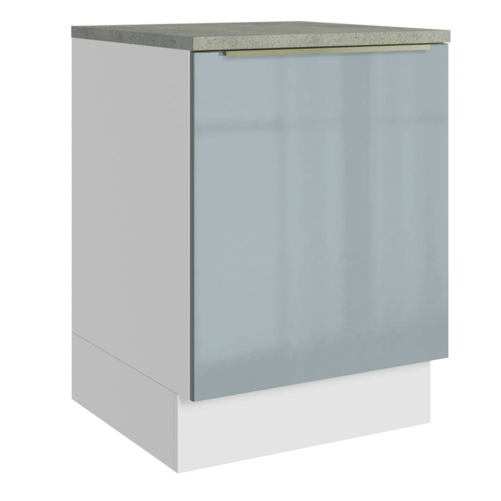 Gabinete Bajo 60 cm 1 Puerta (Con Encimera) Lux Blanco/Gris