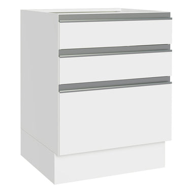 Gabinete Bajo 60 cm 3 Cajones Sin Encimera Blanco Glamy Madesa