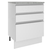 Gabinete Bajo 60 x 60 cm 3 Cajones Glamy (Con Encimera) Blanco