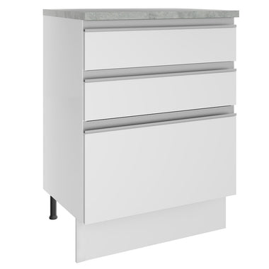 Gabinete Bajo 60 cm 3 Cajones Blanco Glamy Madesa